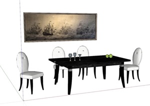 室内餐桌椅设计SU(草图大师)模型