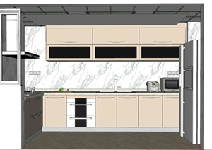 现代家装厨房设计SU(草图大师)细致模型