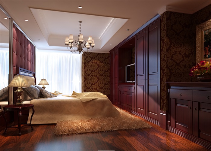 现代室内主卧室空间设计3d模型含效果图(1)