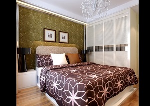 室内主卧室空间设计3d模型含效果图