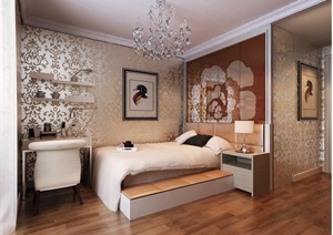 现代室内卧室装饰3d模型