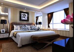 现代室内卧室装饰空间3d模型