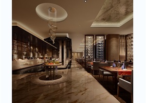 某室内餐厅空间详细设计3d模型