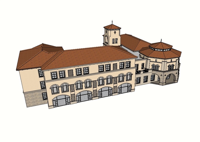 欧式详细的多层学校建筑SU模型(2)
