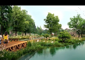现代滨水公园景观设计PSD效果图