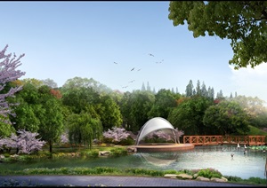 微地形滨水公园景观设计PSD效果图