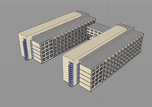 现代多层学校建筑楼设计SU(草图大师)模型