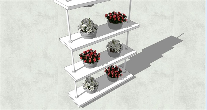 五层花盆花架SU模型