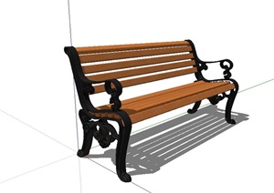 欧式景观长条座椅设计SU(草图大师)模型