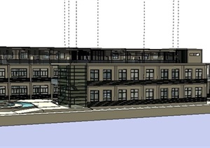 现代学校校园整体建筑规划SU(草图大师)模型