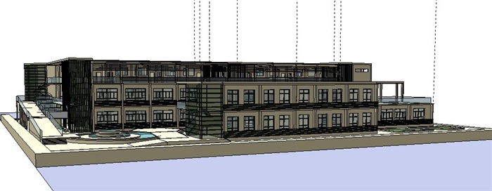 现代学校园整体建筑规划SU模型(1)
