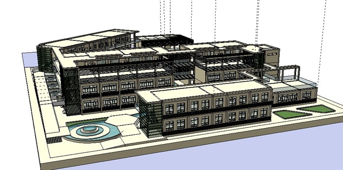现代学校园整体建筑规划SU模型(5)