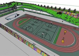 现代学校体育场整体设计SU(草图大师)模型