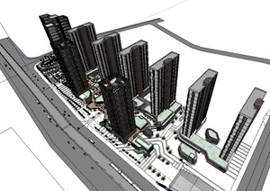 商业住宅综合体项目概念方案SU(草图大师)模型