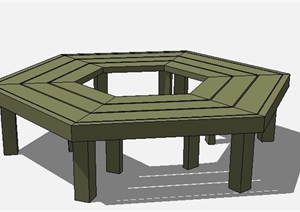 室外景观树池坐凳SU(草图大师)模型
