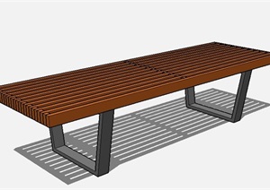 室外木栅条景观座凳SU(草图大师)模型