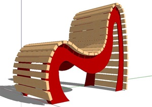 现代风格室外景观坐凳躺椅SU(草图大师)模型