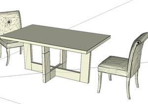 现代室内餐桌椅SU(草图大师)模型