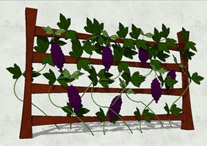 木质葡萄花架景观植物墙SU(草图大师)模型