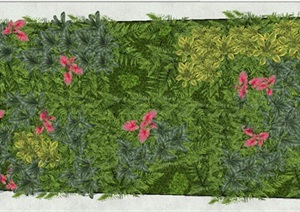 绿色背景墙植物造型SU(草图大师)模型