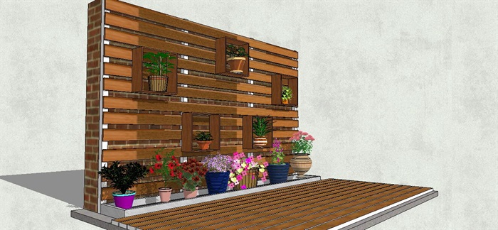 精致植物墙景墙景观设计SU模型