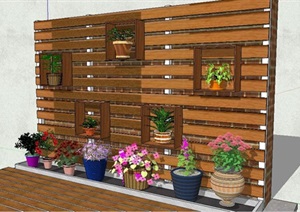 精致植物墙景墙景观设计SU(草图大师)模型