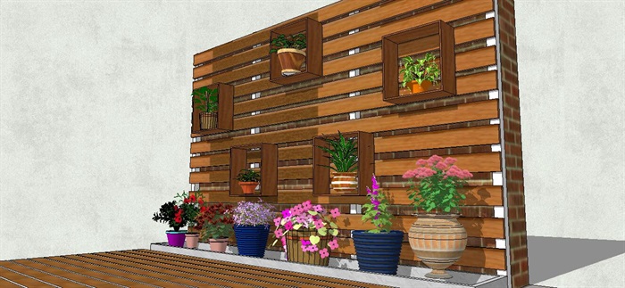 精致植物墙景墙景观设计SU模型