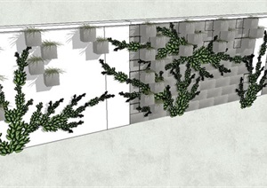 艺术景观植物背景墙SU(草图大师)模型