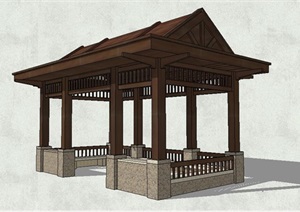 新中式景观古典景观亭SU(草图大师)模型