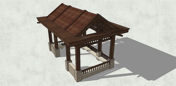 新中式景观古典景观亭SU模型