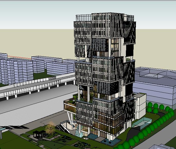文化创意多面体办公楼建筑设计SU模型