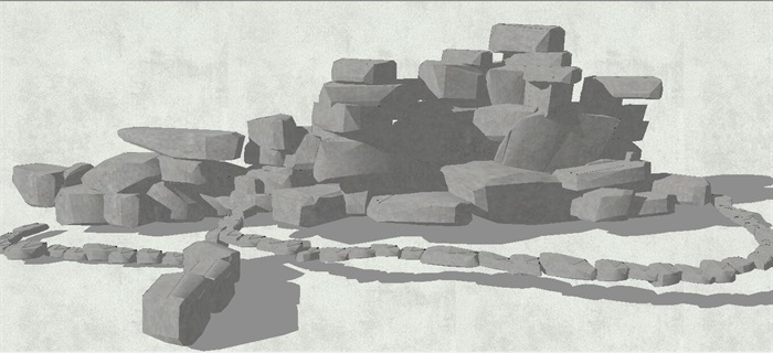 景石石头素材SU模型