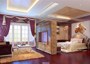 欧式详细完整的卧室空间3d模型