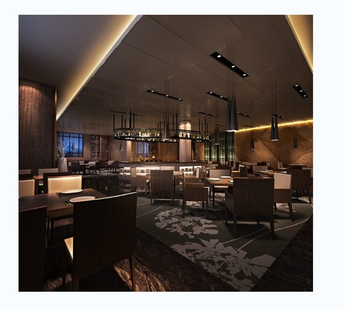 现代室内餐厅空间装饰3d模型(3)