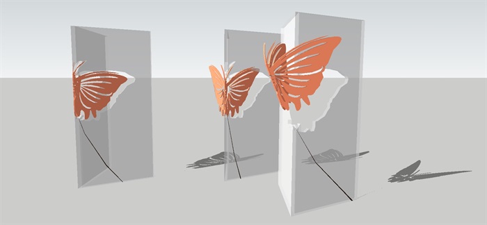 现代创意蝴蝶雕塑景观小品ＳＵ模型(2)