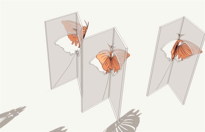 现代创意蝴蝶雕塑景观小品ＳＵ模型(1)
