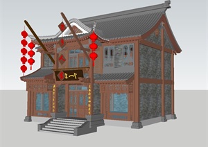 古典中式菜馆ＳＵ建筑方案模型