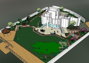 现代别墅庭院景观设计SU(草图大师)模型