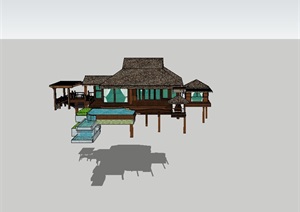 东南亚度假别墅设计SU(草图大师)模型