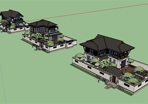 东南亚小别墅建筑详细设计SU(草图大师)模型