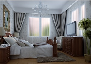 现代室内卧室空间装修设计3d模型