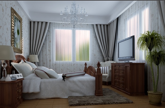 现代室内卧室空间装修设计3d模型(1)