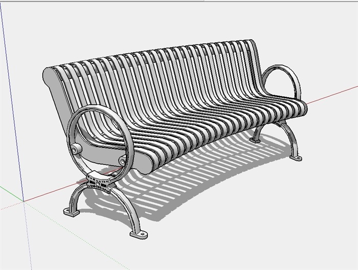 现代景观长条座椅SU模型(1)