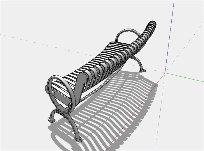 现代景观长条座椅SU模型(3)