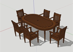 现代室内餐桌座椅设计SU(草图大师)模型