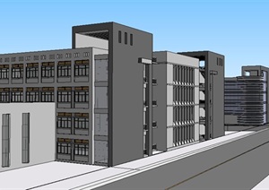 现代风格中小学校园整体教学建筑规划SU(草图大师)模型