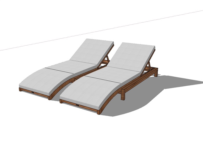 园林景观双人躺椅SU模型(2)