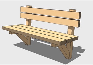 室外木制景观座椅SU(草图大师)模型