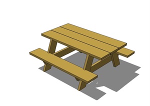 室外景观木质坐凳组合SU(草图大师)模型