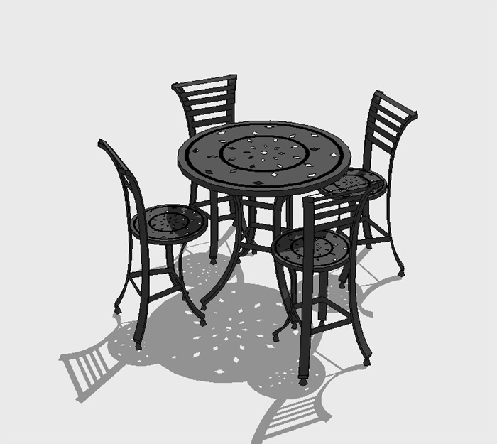 室外景观独特休闲桌椅SU模型(3)